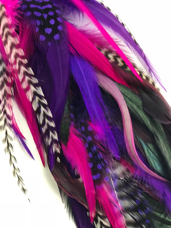 Hand Crafted Purple and Black Feather Hair Clip Purple and Black Glitter Feather Vintage Style ... - Folksy main image 2