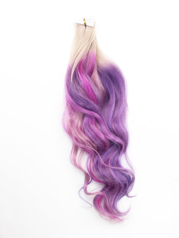 Purple Mauve Highlights Balayage Human Hair Extensions Pale - Etsy Purple Mauve Highlights Balayage Human Hair Extensions Pale - Etsy