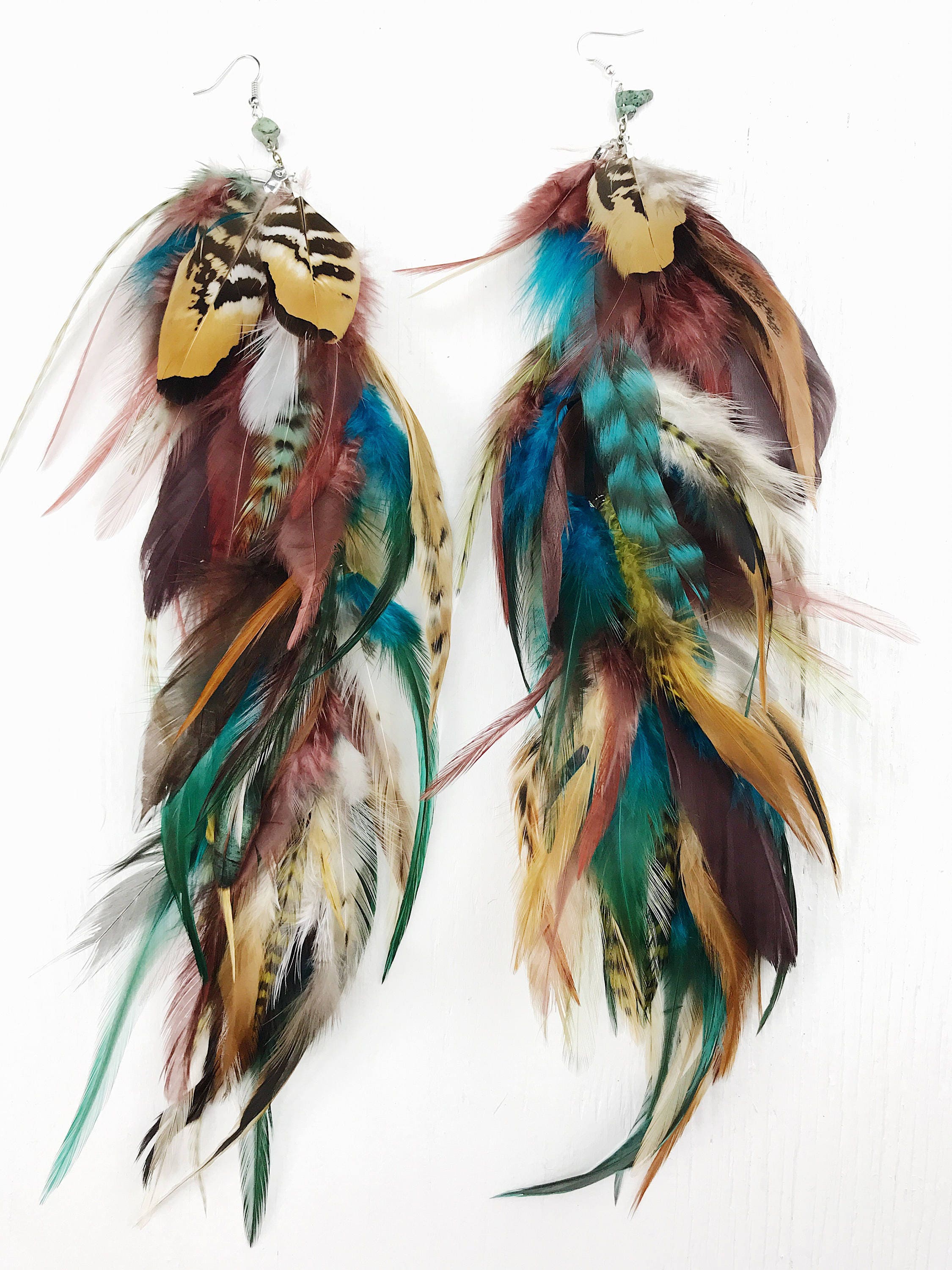 Tribal Boho Feather Earrings - Home