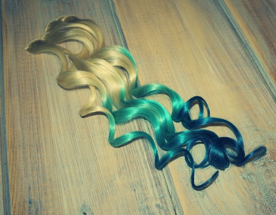 Peacock Blue Reverse Ombre Hair Extensions Purple Ombre Clip Etsy