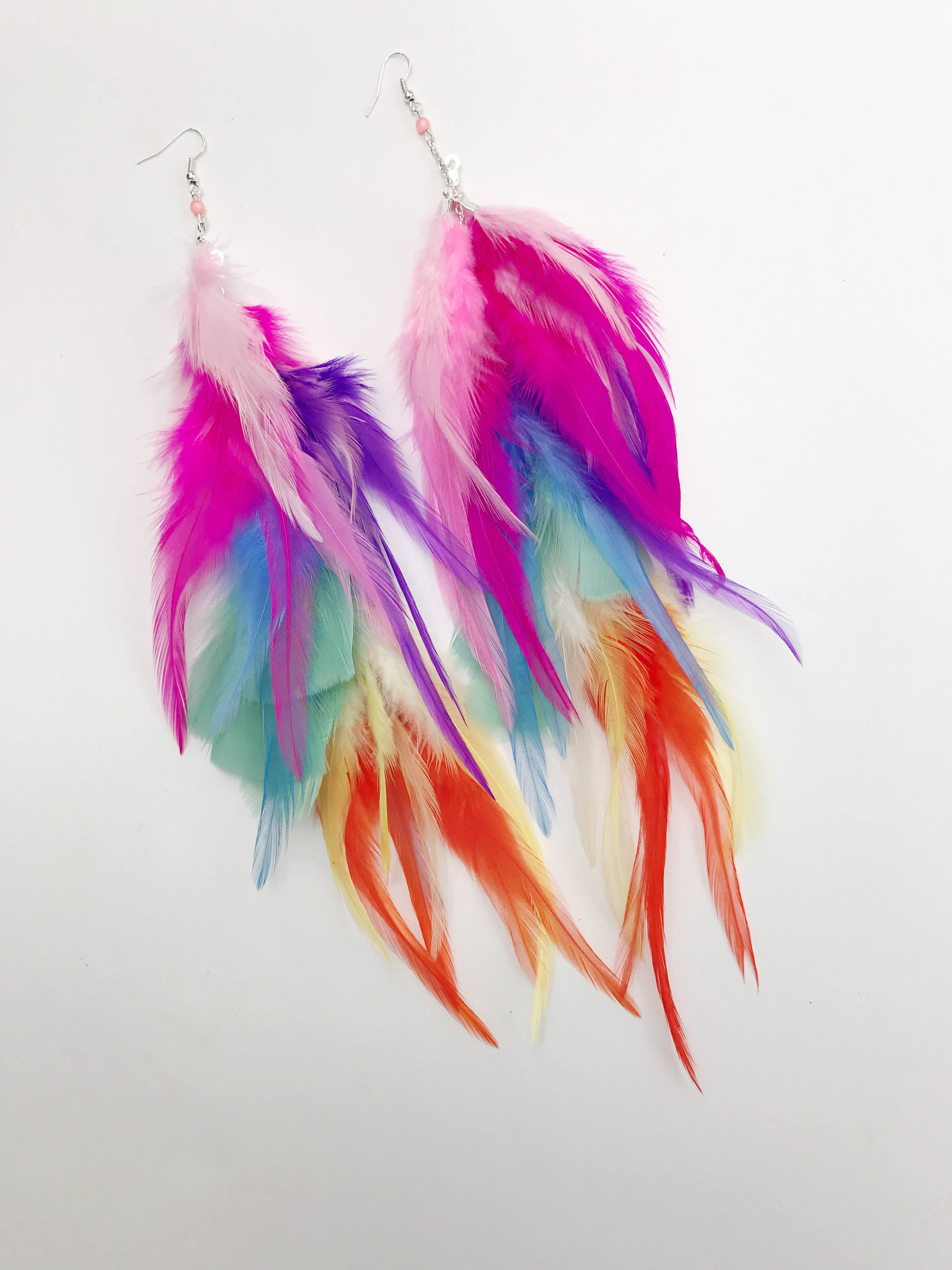 Rainbow clearance feather earrings