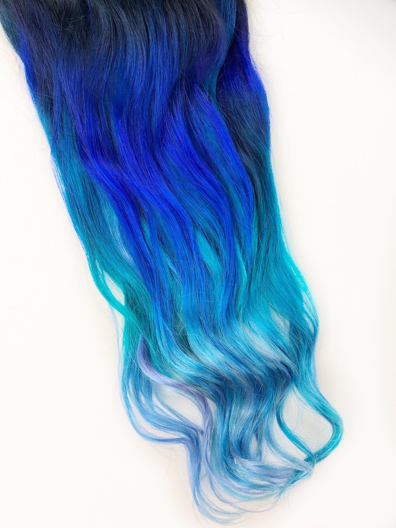 Ombre Teal Blue Tip Dyed Hair Extension Teal Hair 22 Etsy
