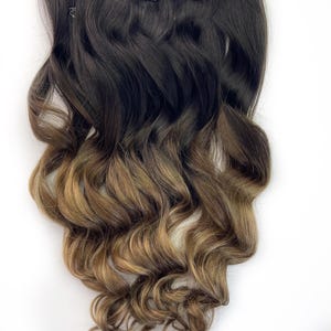 Full Set 120 grams, Bundle, Clip In Hair Extensions, Natural Ombre Hair Weave, black to blonde balayage, #1B/4/27,22