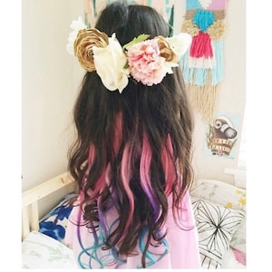 Light Pastel Dip Dyed Hair, Clip In Hair Extensions, Tie Dye Tips, Black Hair, Hair Wefts, Human Hair Extensions, girls unicorn clip in hair image 1