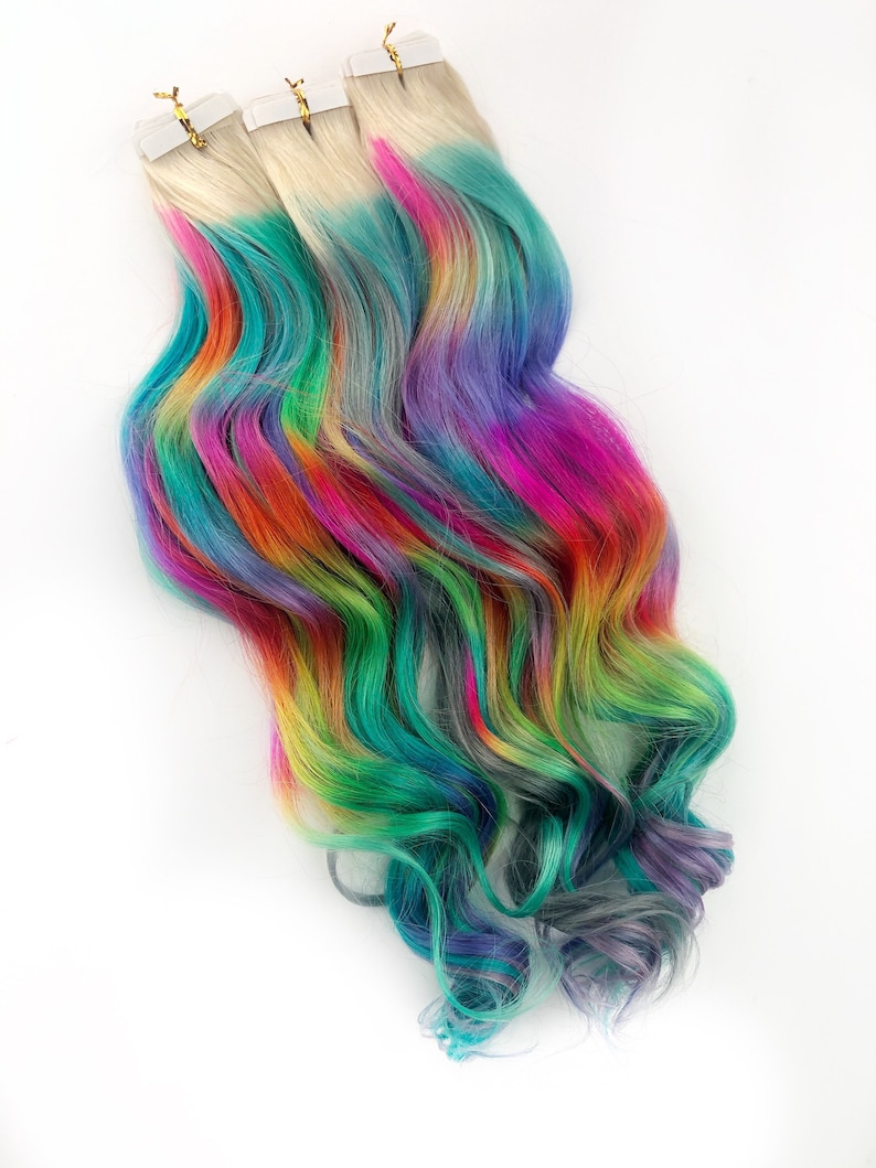 Pastel Prism Rainbow Clip In Hair Extensions Ombre Hair Tie Etsy