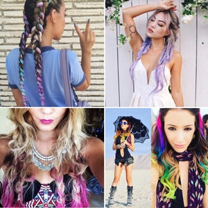 Best selling festival hair extensions, CUSTOM colors for braids and ombre human hair, Clip In Hair Extensions, tape in bundles, burning man