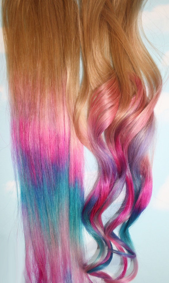 Handmade Ombre Pastel Tie Dye Tips Human Hair Extensions Etsy