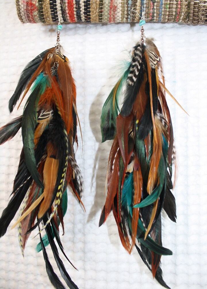 Buy Wild and Free Bohemian Feather Earrings Long Feather Hair