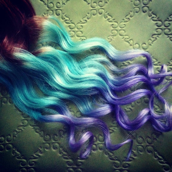 Pastel Clip In Hair Extensions Ombre Hair Mint Purple Tie Etsy