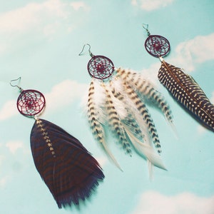 Natural Grizzly Dream Catcher Feather Earring Extra Long 8-9 - Etsy