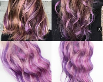 Purple Mauve Highlights Balayage Human Hair Extensions Pale - Etsy Australia Purple Mauve Highlights Balayage Human Hair Extensions Pale - Etsy Australia