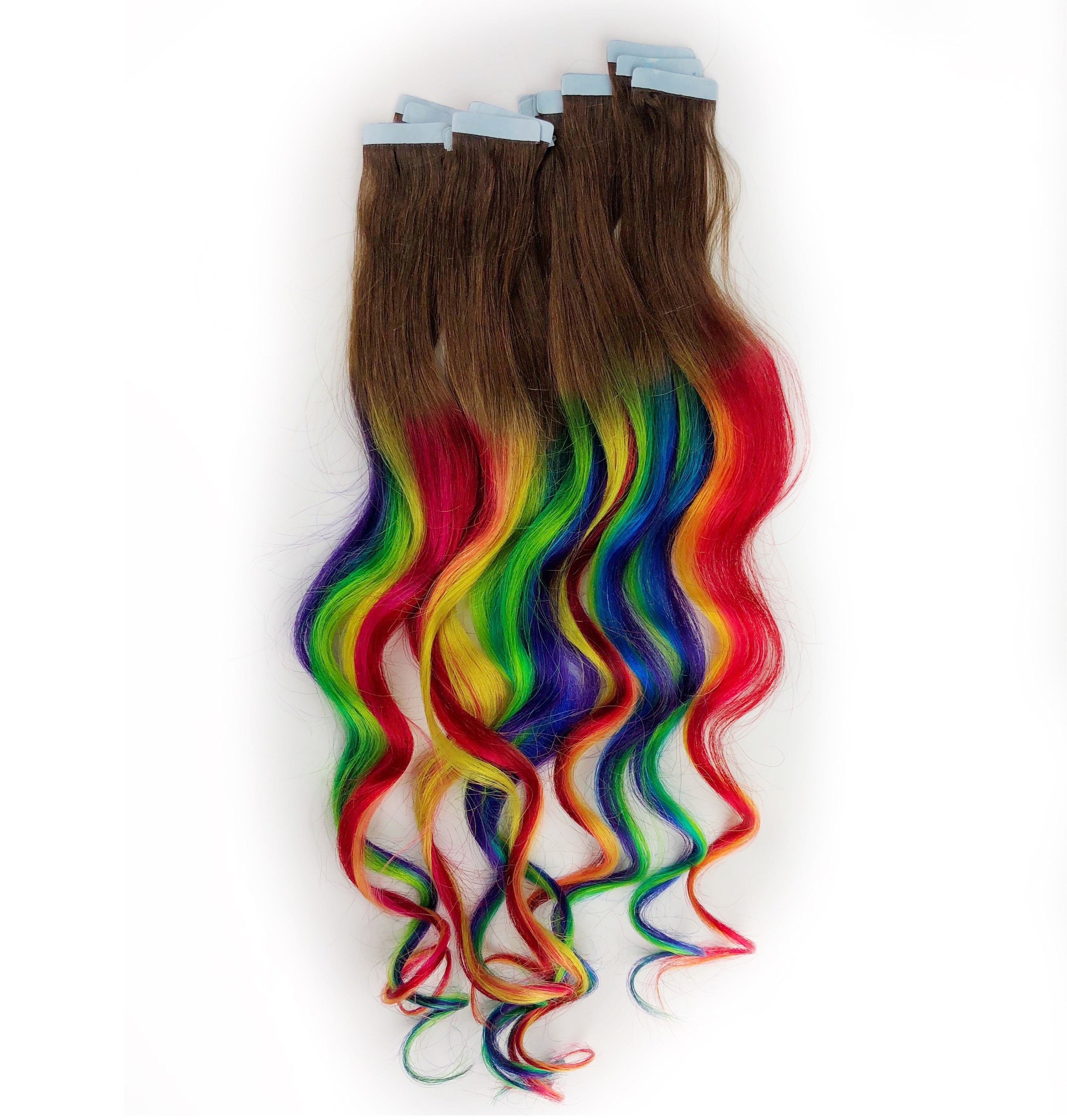 Rainbow Tape Ins Human Hair Extensions Tape in Extensions - Etsy