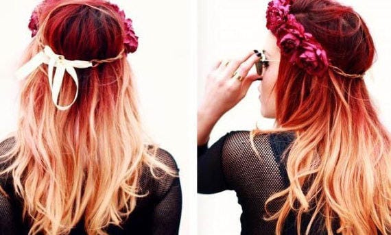 Red To Blonde Bleached Tips Ombre Hair Extensions Human Etsy