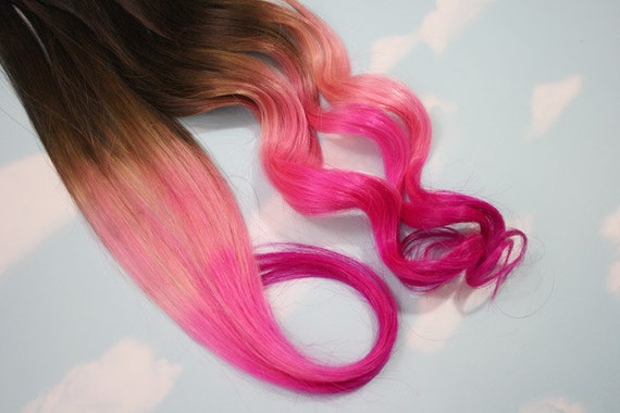 Burning Man Pink Dip Dyed Hair Extensions For Brunette Hair 20 22 Inches Long Clip In Hair Extensions Hippie Hair Pastel Festival Hair