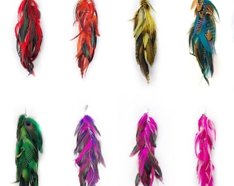 Long Feather Hair Clip or SIngle Feather Chain Earring-14-15 inches long, YOU choose the color, feather symbolism