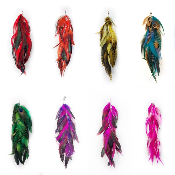 Long Feather Hair Clip Or Single Feather Chain Earring 14 15 Etsy
