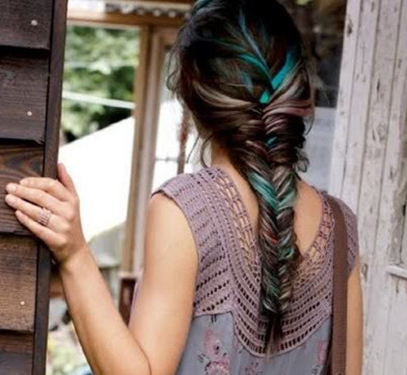Handmade Rainbow Colored Human Hair Extensions Fishtail - Etsy Handmade Rainbow Colored Human Hair Extensions Fishtail - Etsy