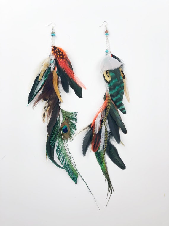 Design Your Own Extra Long Feather Earrings Or Feather Hair Etsy
