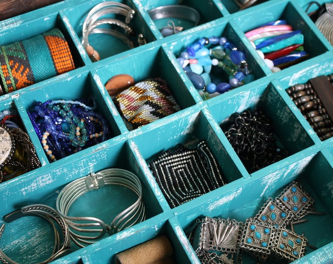 Shadow Box Jewelry Display, Teal Blue, Type Drawer Jewelry Box, Accessories Storage, Unique