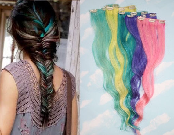 colored hair extensions clip in