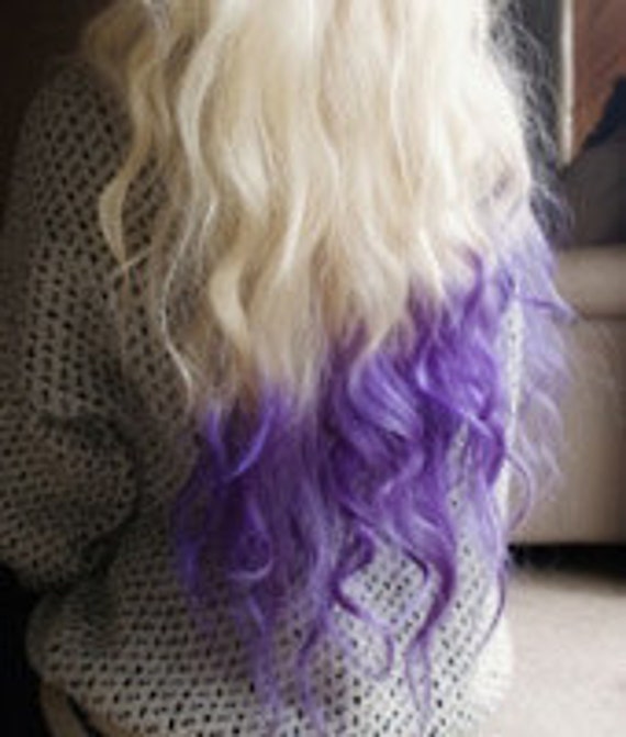 Purple Dip Dyed Hair Extensions For Blonde Hair 20 22 Inches Long Clip In Hair Extensions Hippie Hair Pastel Festival Hair