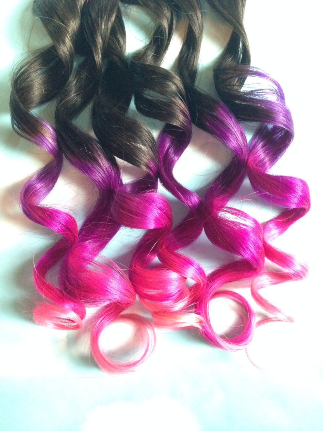 Pink and Purple Hair Clip Extensions, Pink Ombre Hair, Purple Ombre