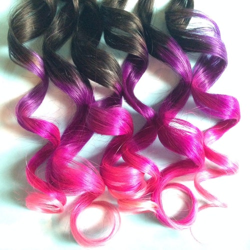 Pink And Purple Hair Clip Extensions Pink Ombre Hair Purple Etsy Uk