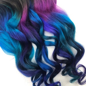 Blue Purple Ombre, Dark Gem Colored Hair Extensions, Human Hair Weave, Full Set Bundle, Clip in hair extensions, turquoise teal purple hair