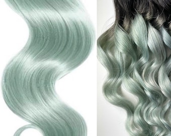 Mermaid hair, pale mint Hair Extensions, 20-22 inches long, Clip In Hair Extensions, Hippie Hair, Pastel Festival Hair, seafoam green hair,