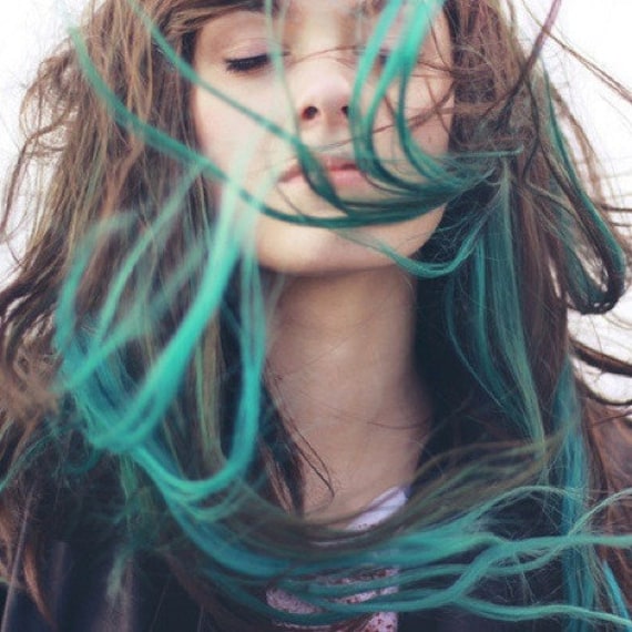 Teal Hair Green Hair Ombre Dip Dyed Hair Clip In Hair Extensions Mermaid Hair Blue Hair Hair Wefts Human Hair Extensions Bundle