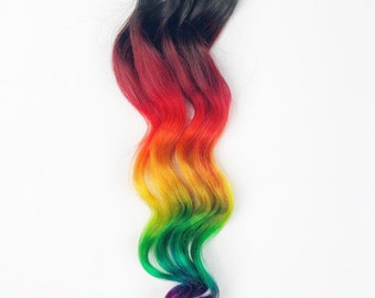 Best selling rainbow tie dye festival hair extensions, colors for braids and ombre human hair, Clip In Hair Extensions, tape in bundles