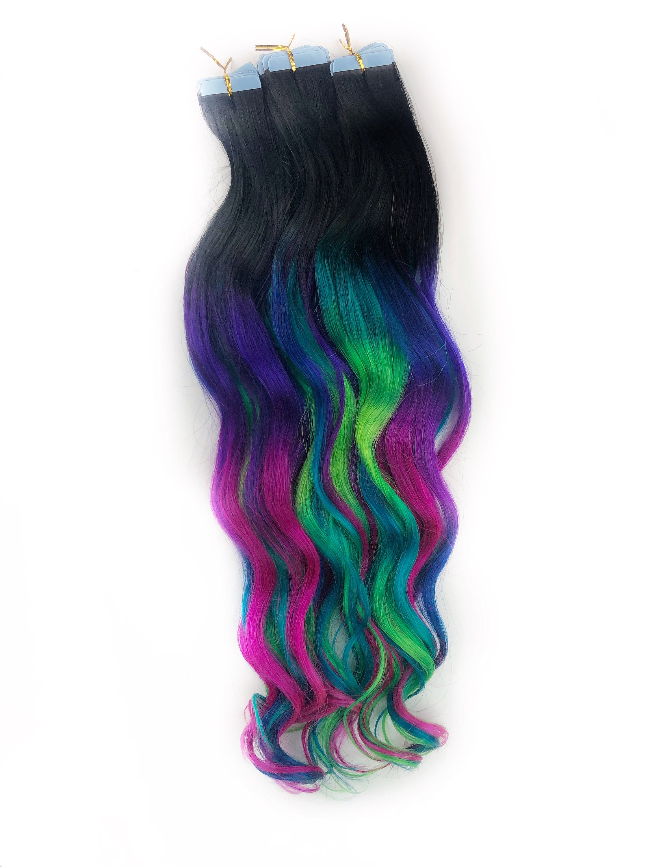 Sunset Vibes Rainbow Colored I Stick Tip Human Hair Extensios Purple Ombre PURPLE OMBRE HIGHLIGHTS CLIP-IN HAIR EXTENSIONS main image 2