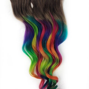 Best selling rainbow tie dye festival hair extensions, colors for braids and ombre human hair, Clip In Hair Extensions, tape in bundles