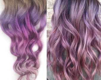 Pale mauve, muted rose hair extensions, clip in pastel hair extensions, full set unicorn mermaid hair, pink hair clips, human hair,