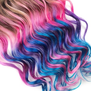 Ombre Dip Dyed Hair, Clip In Hair Extensions, Tie Dye Tips, Brunette Hair, Hair Wefts, Human Hair Extensions, Hippie hair