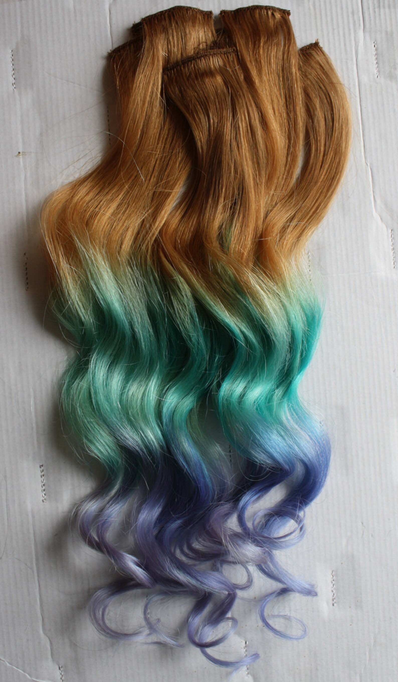 Pastel Clip In Hair Extensions Ombre Hair Mint Purple Tie Etsy