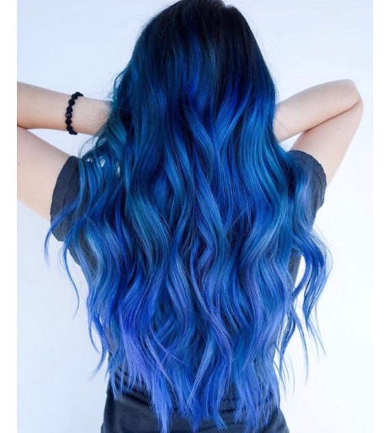 Ombre, Teal, Blue Tip Dyed Hair Extension, Teal Hair, 22 Inches