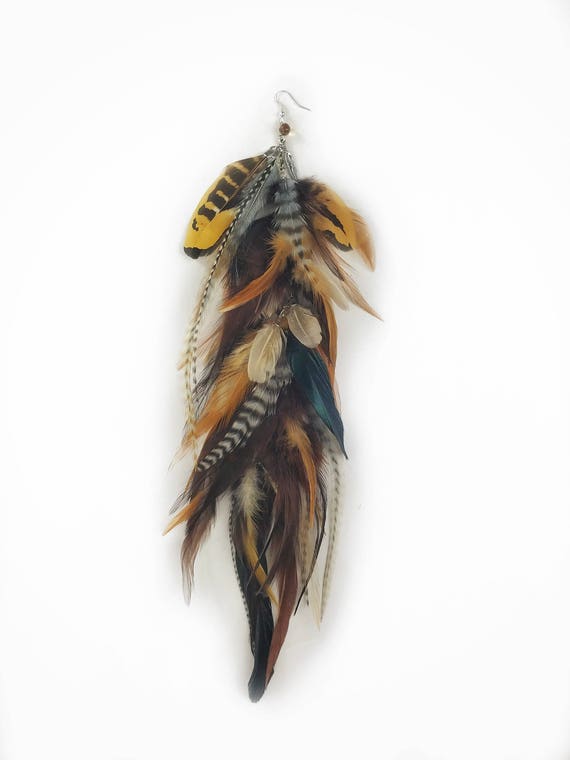 Autumn Bisque Handmade Natural Extra Long Chain Feather Hair Etsy