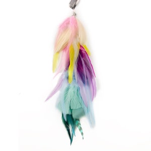 Pastel rainbow feather hair clip, pride earrings, feather hair clip, bohemian earrings, feather earring, Easter