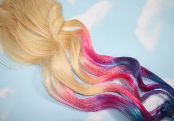 Dipped Dyed Tips Pastel Tie Dye Tips Human Hair Extensions Dip Dyed Hair Extension Clip Hair Wefts