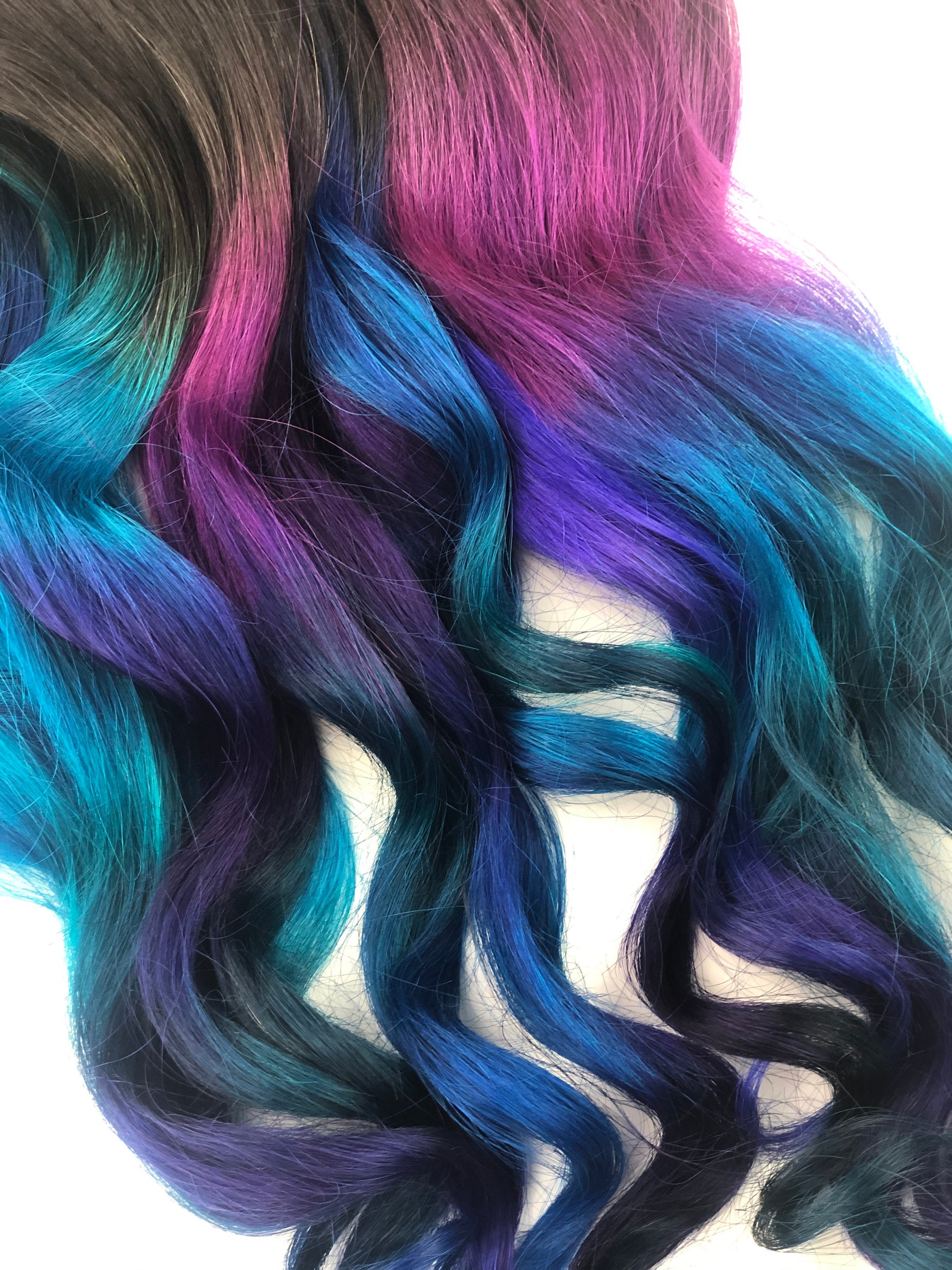 Blue Purple Ombre Dark Gem Colored Hair Extensions Human - Etsy Blue Purple Ombre Dark Gem Colored Hair Extensions Human - Etsy