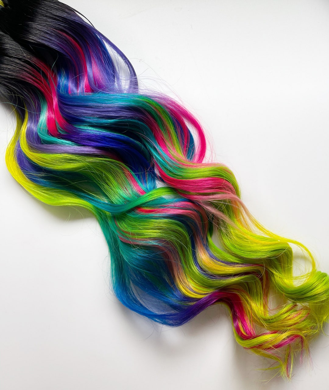Bright Neon Human Hair Extensions, Hand Dyed Bright Neon Pink, Neon ...