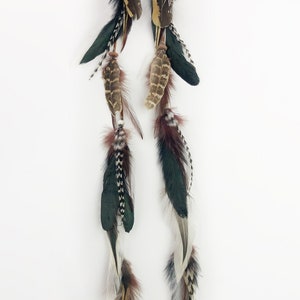 Long Leather Tribal Feather Earrings, 17-19 inches, Beaded Suede Leather Aztec Feather Earrings-Feather Symbolism image 6