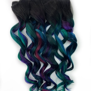 Oil slick hair extensions, oil slick hair color, teal, purple Human Hair Weave, Full Set Bundle, Clip in hair extensions, tape ins, wefts image 6