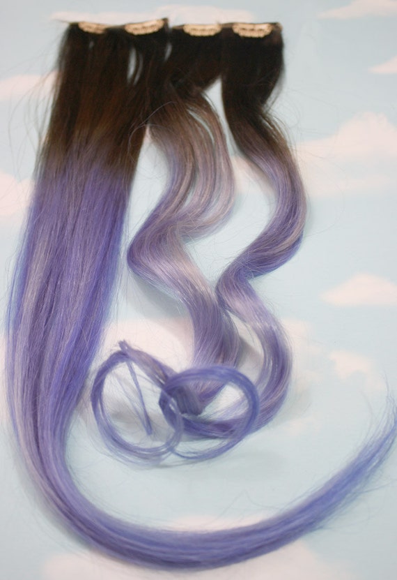 Purple Dip Dyed Hair Extensions For Brunette Hair 20 22 Inches Long Clip In Hair Extensions Hippie Hair Pastel Festival Hair