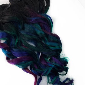 Oil slick hair extensions, oil slick hair color, teal, purple Human Hair Weave, Full Set Bundle, Clip in hair extensions, tape ins, wefts image 7