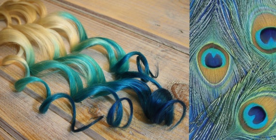 Peacock Blue Reverse Ombre Hair Extensions Purple Ombre Clip Etsy