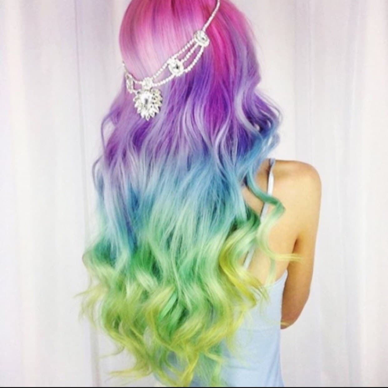 Real Human Hair Extensions Clip in Light Blue Unicorn Colored Pastel Colormelt Pink, Purple and Blue Clip in Hair Extensions, Tape in Hair  main image 3