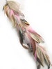 Peacock & Pink long feather hair clip, hippie hair extension, festival hair, bridal feather hair, feather headpiece, champagne bridal 