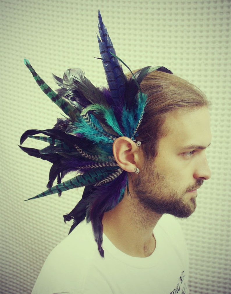 Handmade Large Feather Ear Cuff Feather Headpiece Tribal Etsy